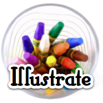 Cup of crayons with the word "Illustrate"